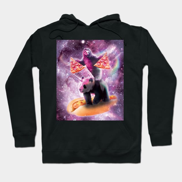 Space Pizza Sloth On Panda Unicorn On Hotdog Hoodie by Random Galaxy